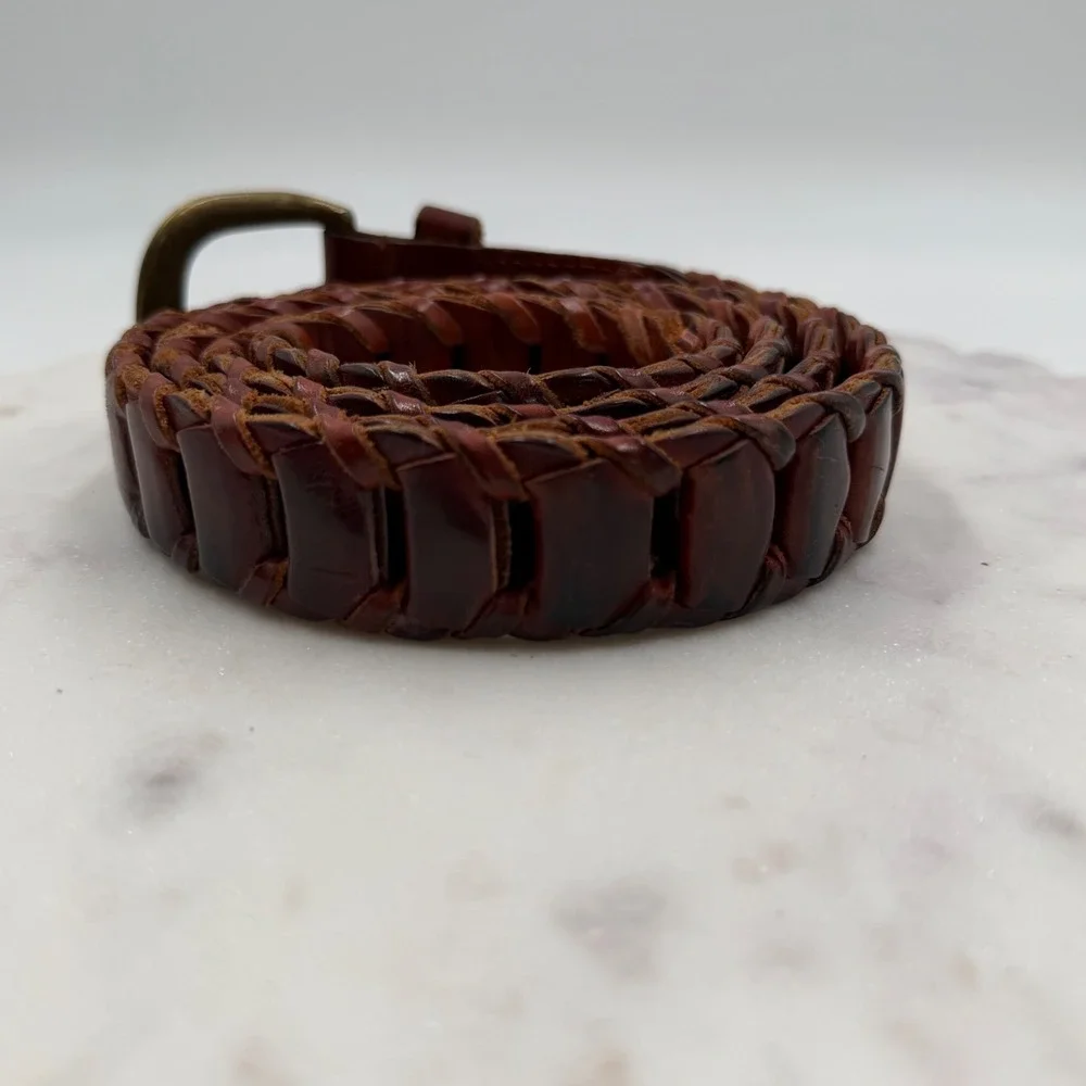 Vintage Tallen Mens Brown Italian Full Grain Leather Ladder Belt Made in Turkey